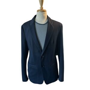 Zara Mens Two Button Navy Blue Knit Stretch Lined Sport Jacket Blazer Sz XL